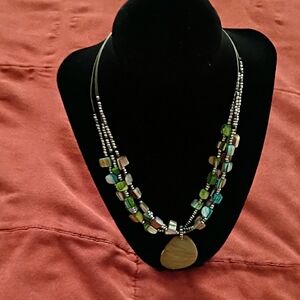 Multicolor Beaded Necklace with Pendant